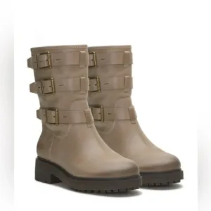 LUCKY BRAND SILVER CLOUD LEATHER CHEVISS MOTO BOOTS BRAND NEW WITHOUT TAGS