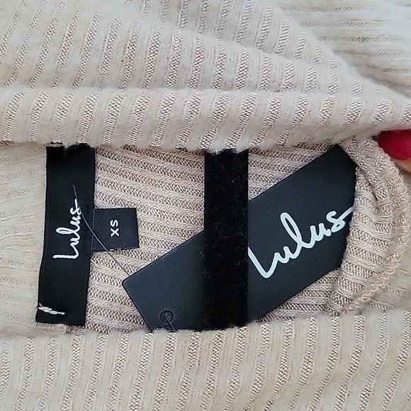 Lulus Size XS Tan All Set Ribbed Knit Backless Turtleneck Sweater NWT