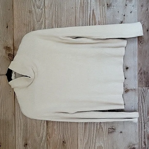 Lulus Size XS Tan All Set Ribbed Knit Backless Turtleneck Sweater NWT