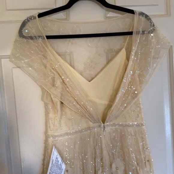 MAC DUGGALEmbellished Illusion Cap Sleeve Gown
