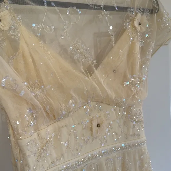 MAC DUGGALEmbellished Illusion Cap Sleeve Gown