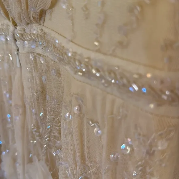 MAC DUGGALEmbellished Illusion Cap Sleeve Gown