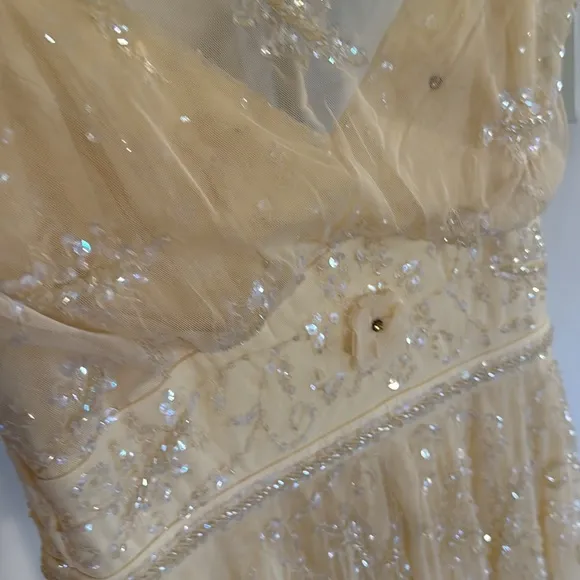 MAC DUGGALEmbellished Illusion Cap Sleeve Gown