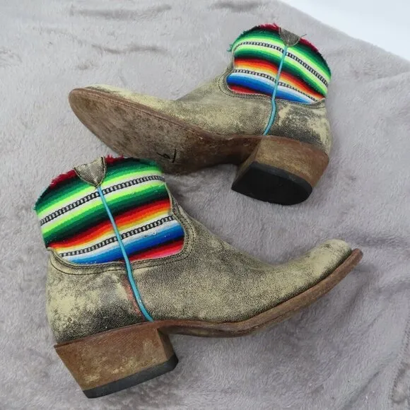 Macie Bean Fiesta Chiquita Leather Ankle Boots Booties Womens 9 M Distressed