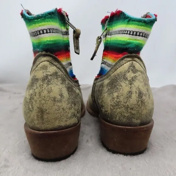 Macie Bean Fiesta Chiquita Leather Ankle Boots Booties Womens 9 M Distressed