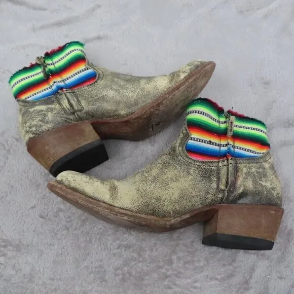 Macie Bean Fiesta Chiquita Leather Ankle Boots Booties Womens 9 M Distressed