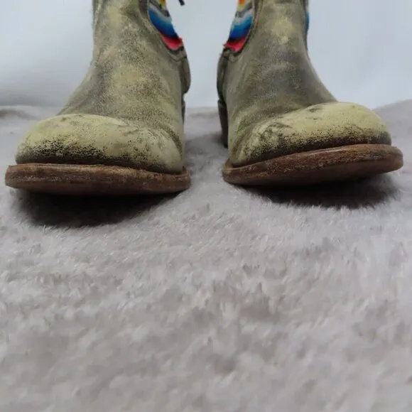 Macie Bean Fiesta Chiquita Leather Ankle Boots Booties Womens 9 M Distressed