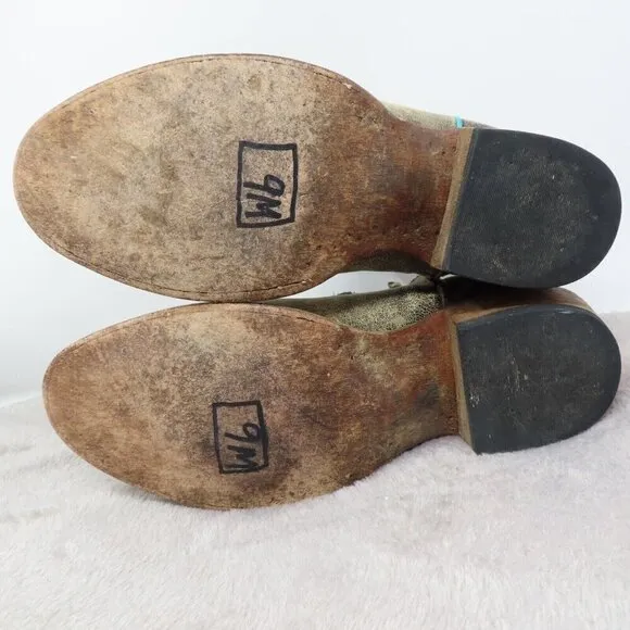 Macie Bean Fiesta Chiquita Leather Ankle Boots Booties Womens 9 M Distressed