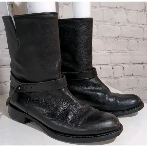 MADEWELL 1937 Black English Leather The Bike 18405 Motorcycle Boots SZ 8 Women's
