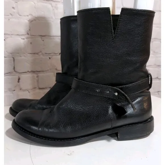 MADEWELL 1937 Black English Leather The Bike 18405 Motorcycle Boots SZ 8 Women's