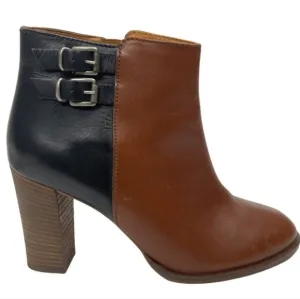 Madewell 1937 Reid Two Tone Leather Ankle Bootie Double Ankle Strap Preppy Boho