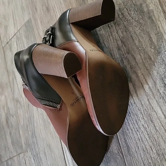 Madewell 1937 Reid Two Tone Leather Ankle Bootie Double Ankle Strap Preppy Boho