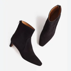 Madewell Dime Suede Kitten Heel Ankle Boots 8.5 Black