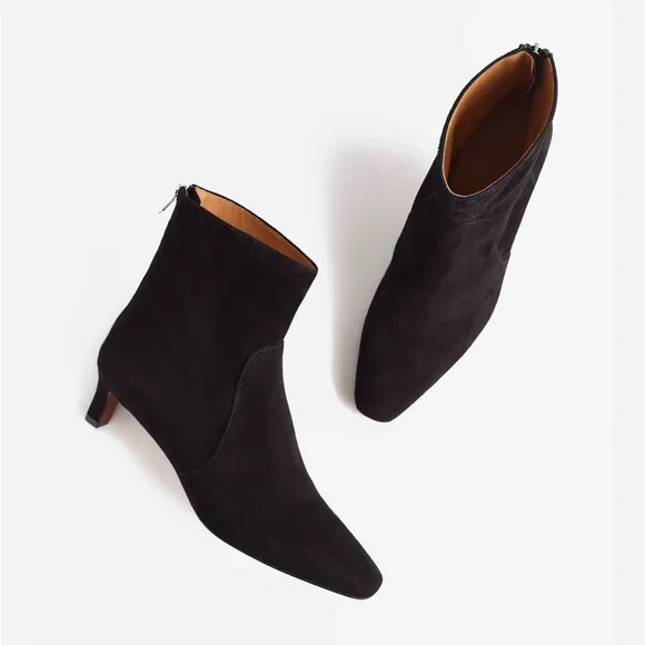 Madewell Dime Suede Kitten Heel Ankle Boots 8.5 Black
