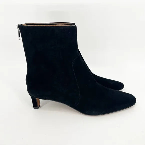 Madewell Dime Suede Kitten Heel Ankle Boots 8.5 Black