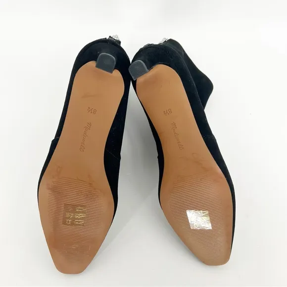 Madewell Dime Suede Kitten Heel Ankle Boots 8.5 Black