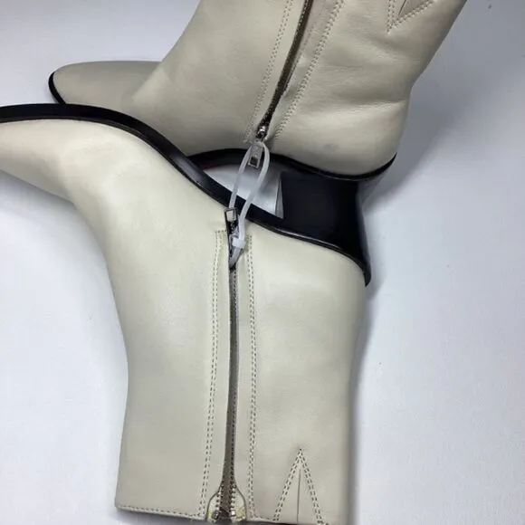 Madewell The Darcy Block Heel Ankle Boots In Pale parchmen Ivory Off White