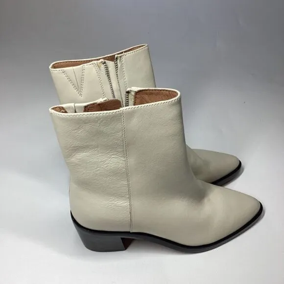 Madewell The Darcy Block Heel Ankle Boots In Pale parchmen Ivory Off White