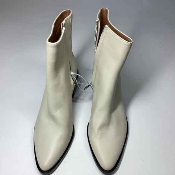 Madewell The Darcy Block Heel Ankle Boots In Pale parchmen Ivory Off White