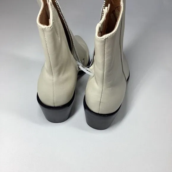 Madewell The Darcy Block Heel Ankle Boots In Pale parchmen Ivory Off White