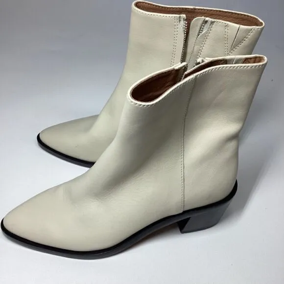 Madewell The Darcy Block Heel Ankle Boots In Pale parchmen Ivory Off White