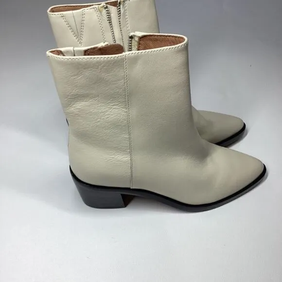 Madewell The Darcy Block Heel Ankle Boots In Pale parchmen Ivory Off White