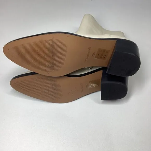 Madewell The Darcy Block Heel Ankle Boots In Pale parchmen Ivory Off White