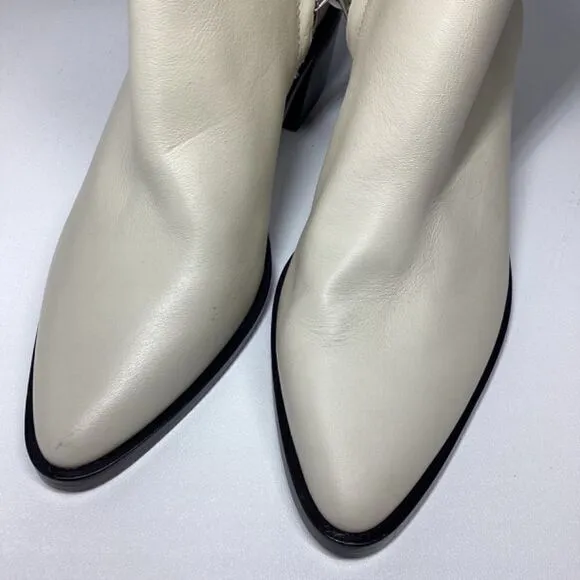 Madewell The Darcy Block Heel Ankle Boots In Pale parchmen Ivory Off White