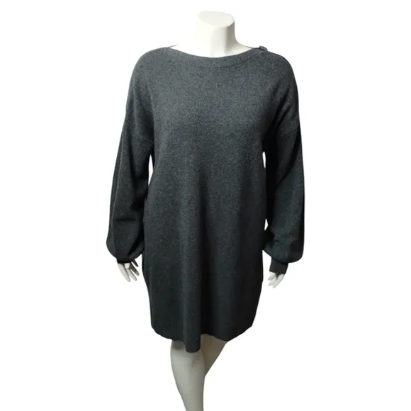 Madewell Women's Boat Neck Button Sweater Dress size XXL Merino Wool Loungewear