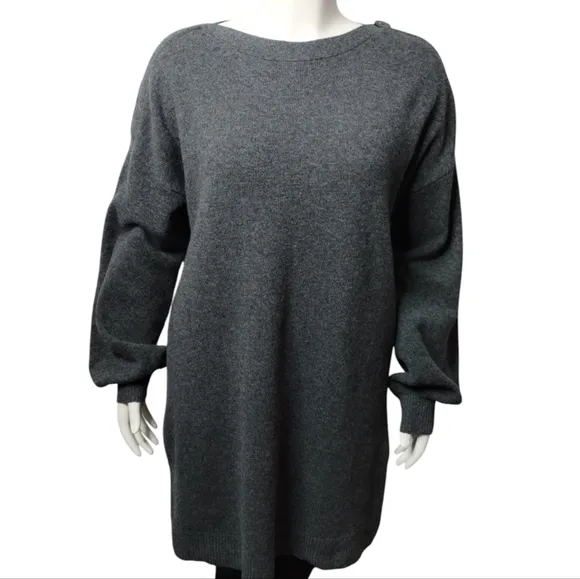 Madewell Women's Boat Neck Button Sweater Dress size XXL Merino Wool Loungewear