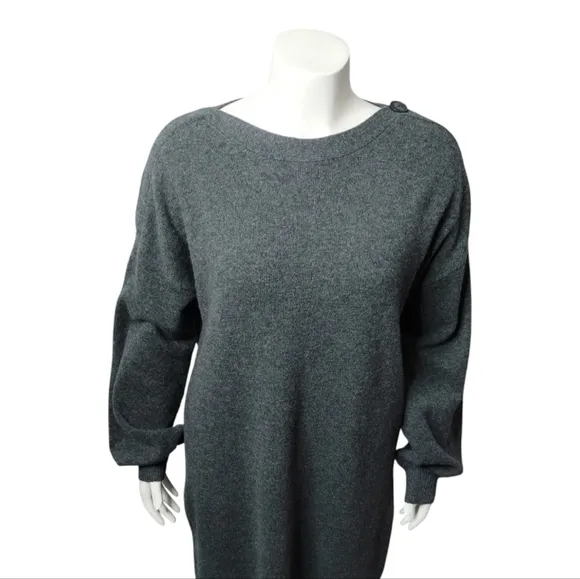 Madewell Women's Boat Neck Button Sweater Dress size XXL Merino Wool Loungewear