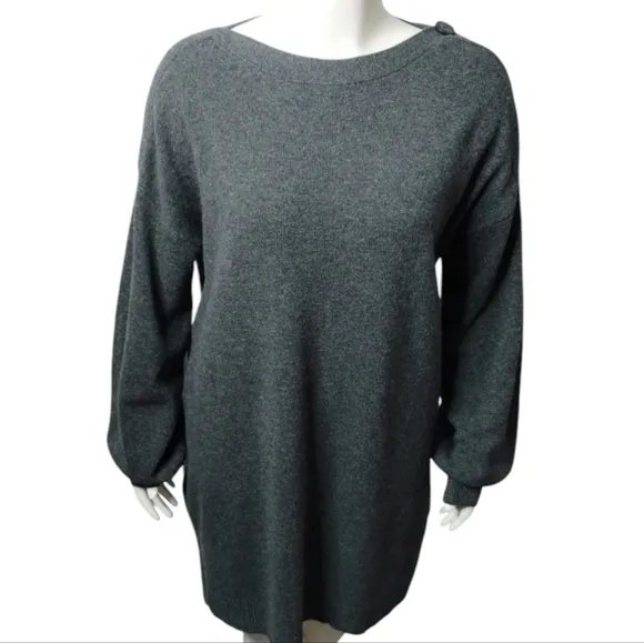 Madewell Women's Boat Neck Button Sweater Dress size XXL Merino Wool Loungewear