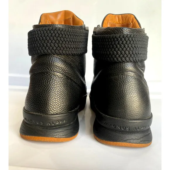 Magnus Alpha Men's sneaker High Top black on black calfskin leather size 9.5