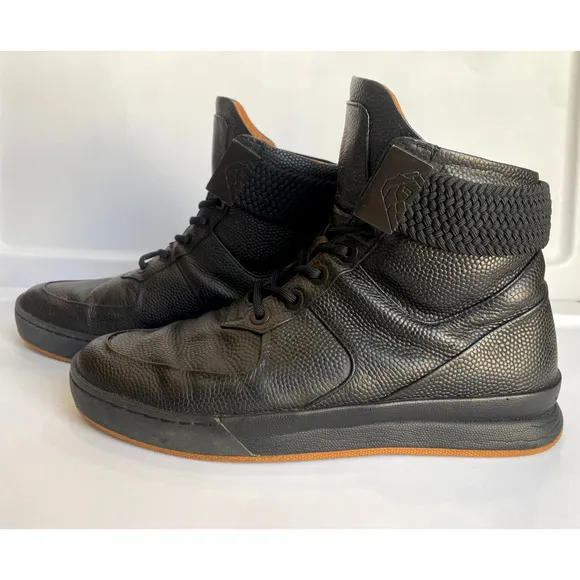Magnus Alpha Men's sneaker High Top black on black calfskin leather size 9.5