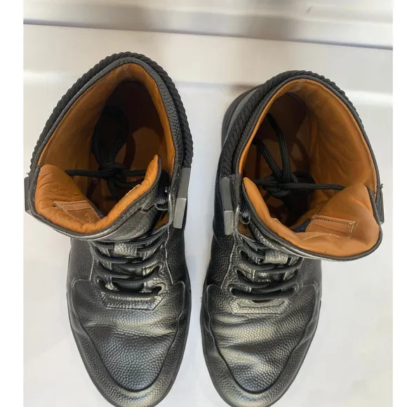 Magnus Alpha Men's sneaker High Top black on black calfskin leather size 9.5