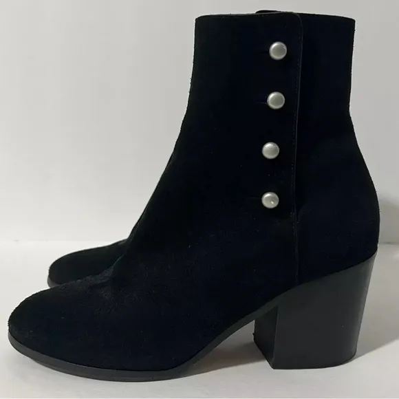 Maison Margiela Ankle Boots Bootie Black Suede Side Zip Button EUR 38 1/2