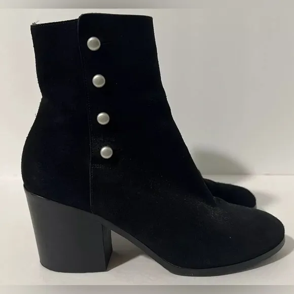 Maison Margiela Ankle Boots Bootie Black Suede Side Zip Button EUR 38 1/2