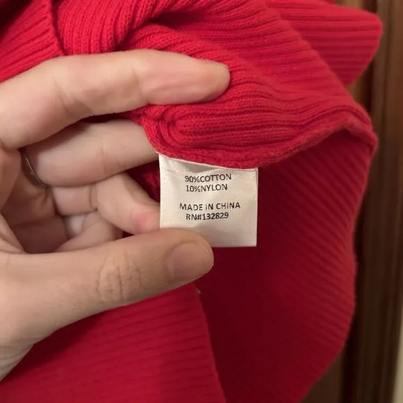 Majorelle Revolve Twister Sweater Red Womens Medium Asymmetric Neck Ribbed