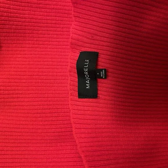 Majorelle Revolve Twister Sweater Red Womens Medium Asymmetric Neck Ribbed