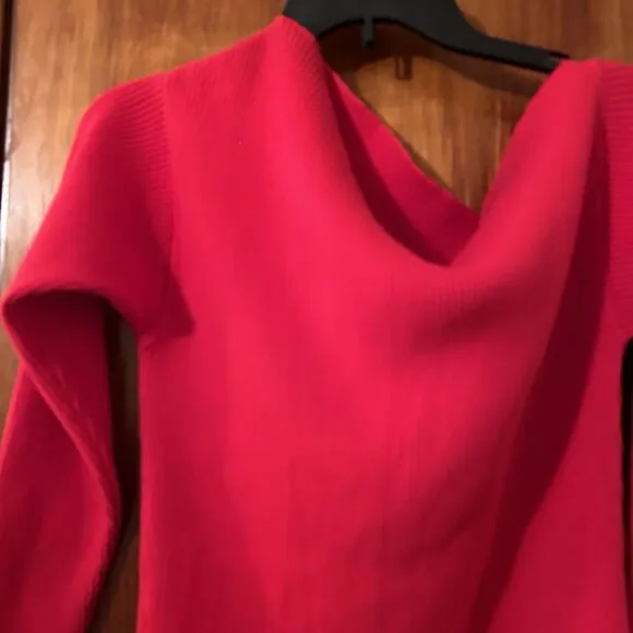 Majorelle Revolve Twister Sweater Red Womens Medium Asymmetric Neck Ribbed