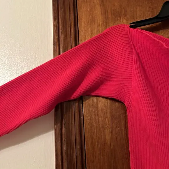 Majorelle Revolve Twister Sweater Red Womens Medium Asymmetric Neck Ribbed