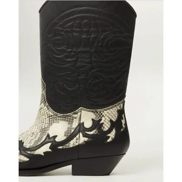Mango Leather Cowboy Boots New in Box