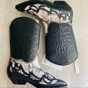 Mango Leather Cowboy Boots New in Box