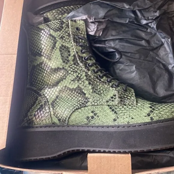 MANGO Lace-up track sole snake skin boots NWT size 38