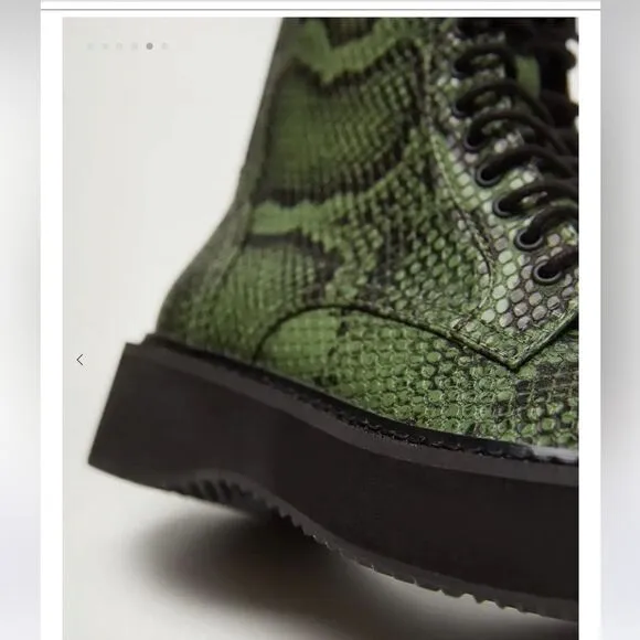 MANGO Lace-up track sole snake skin boots NWT size 38