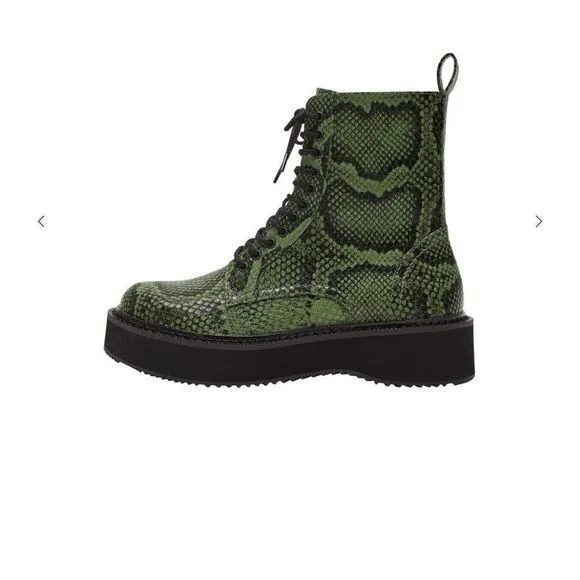 MANGO Lace-up track sole snake skin boots NWT size 38