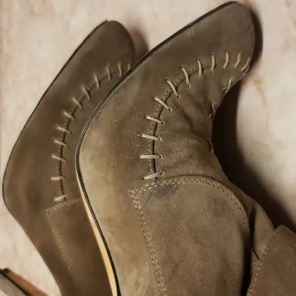Manolo Blahnik gray high heel womens suede midcalf boots 40.5