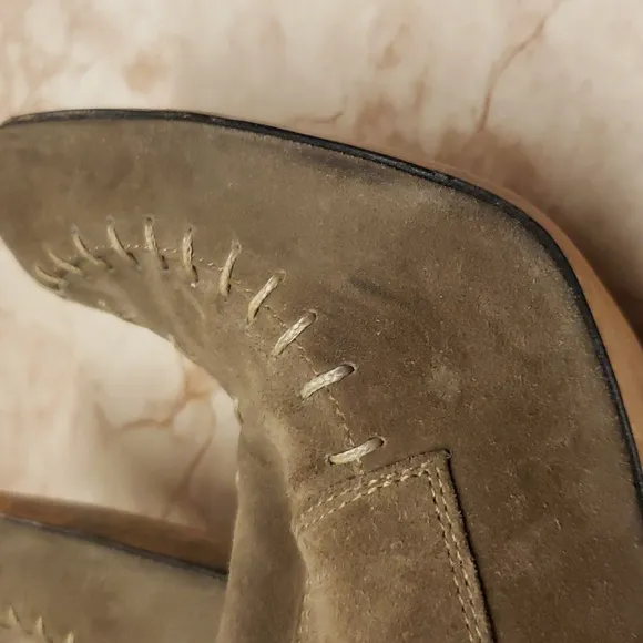 Manolo Blahnik gray high heel womens suede midcalf boots 40.5