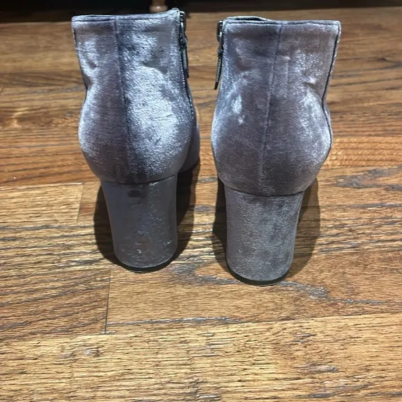 Manolo Blahnik silver grey Velvet Ankle Boots