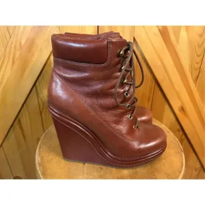 Marc by Marc Jacobs ankle boots Red brown Leather Wedge platform Size 39 US 9